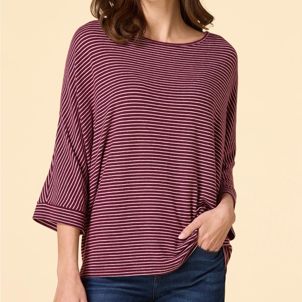NWT Maroon Oversized Striped Top